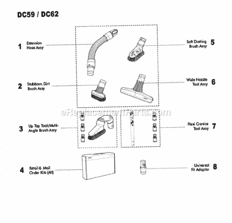 Page D Diagram and Parts List for DC59  Dyson Hand Vacuum