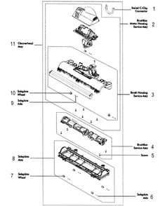 Brush Assembly Diagram and Parts List for 205472-01  Dyson Upright Vacuum
