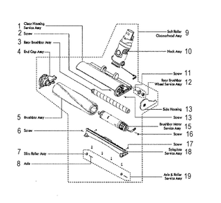 Cleanerhead Assembly Diagram and Parts List for V6-SV06  Dyson Hand Vacuum