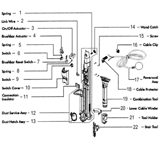 Part Location Diagram of 920590-01 Dyson Lower Cable Winder