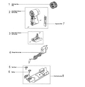Body And Power Supply Diagram and Parts List for V6-SV07  Dyson Hand Vacuum