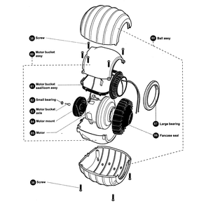 Motor Bucket/Ball Diagram and Parts List for DC15BALL  Dyson Upright Vacuum