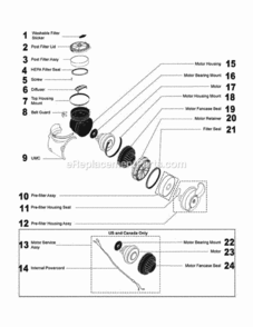 Part Location Diagram of DY-90335801 Dyson Filter Seal