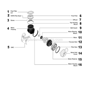 Page C Diagram and Parts List for DC14  Dyson Upright Vacuum