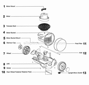 Page C Diagram and Parts List for DC17  Dyson Upright Vacuum