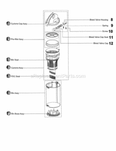 Page E Diagram and Parts List for DC18  Dyson Upright Vacuum