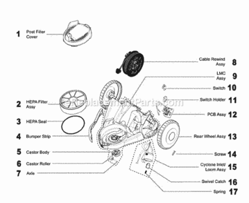 Part Location Diagram of DY-91245801 Dyson Pcb Assy