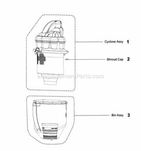Page E Diagram and Parts List for DC21  Dyson Canister Vacuum