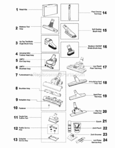 Part Location Diagram of 918482-01 Dyson Full Clean Kit
