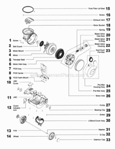 Page C Diagram and Parts List for DC27  Dyson Upright Vacuum