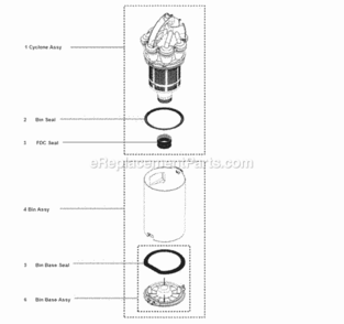 Part Location Diagram of DY-91552401 Dyson Bin Base Seal