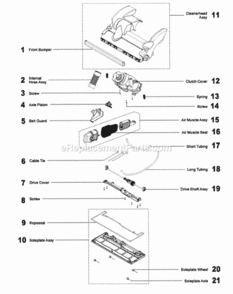Page A Diagram and Parts List for DC28  Dyson Upright Vacuum