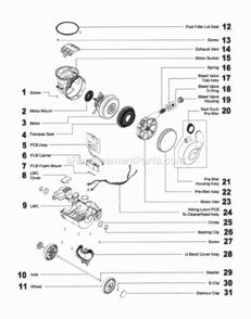 Page C Diagram and Parts List for DC28  Dyson Upright Vacuum