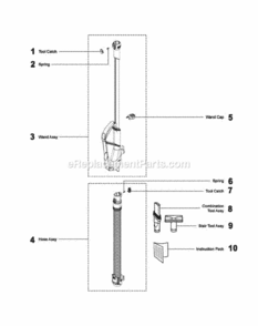 Page E Diagram and Parts List for DC28  Dyson Upright Vacuum