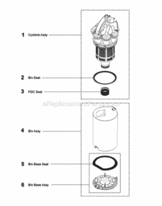 Page D Diagram and Parts List for DC33  Dyson Upright Vacuum