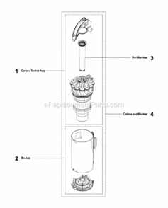 Page D Diagram and Parts List for DC40  Dyson Upright Vacuum