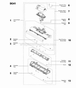 Page A Diagram and Parts List for DC41  Dyson Upright Vacuum