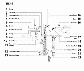Page B Diagram and Parts List for DC41  Dyson Upright Vacuum