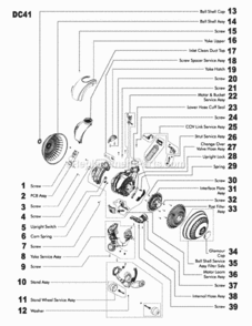 Page C Diagram and Parts List for DC41  Dyson Upright Vacuum