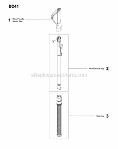 Page E Diagram and Parts List for DC41  Dyson Upright Vacuum