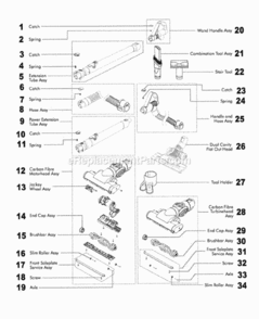 Part Location Diagram of DY-92048801 Dyson Slim Roller Assy