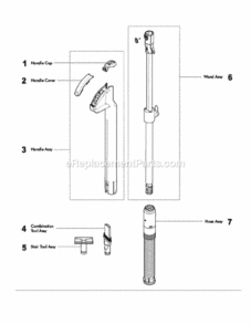 Page E Diagram and Parts List for DC50  Dyson Upright Vacuum