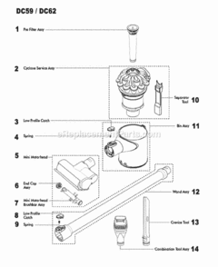 Page B Diagram and Parts List for DC59  Dyson Hand Vacuum