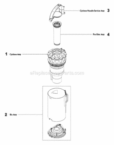 Page D Diagram and Parts List for DC65  Dyson Upright Vacuum