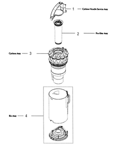 Cyclone Assembly Diagram and Parts List for 205472-01  Dyson Upright Vacuum