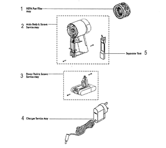 Body And Power Supply Diagram and Parts List for V6-HH08  Dyson Hand Vacuum
