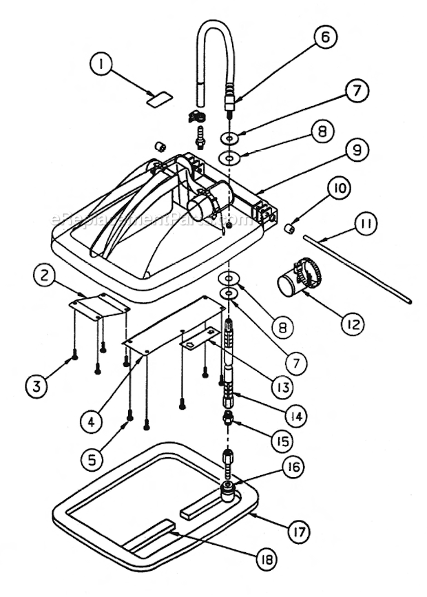 Page D Diagram and Parts List for FIVESTAR 411TR EDIC Carpet Cleaner