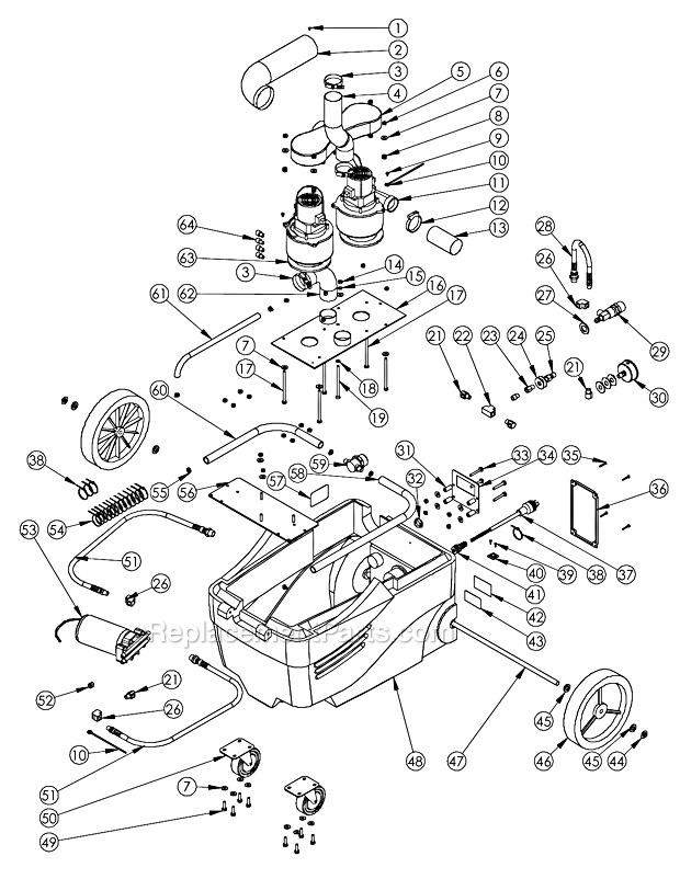 Page B Diagram and Parts List for GALAXY 2000KX-HR EDIC Carpet Cleaner