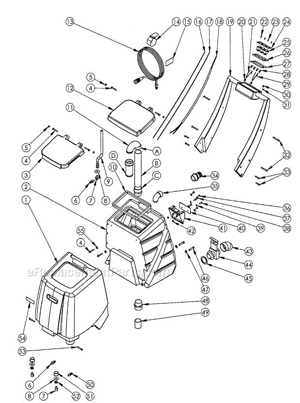 Page A Diagram and Parts List for GALAXYPRO 2700CX-HR EDIC Carpet Cleaner