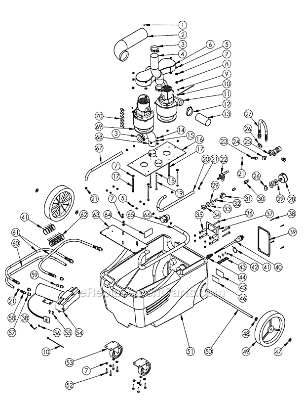 Page B Diagram and Parts List for GALAXYPRO 2700CX-HR EDIC Carpet Cleaner