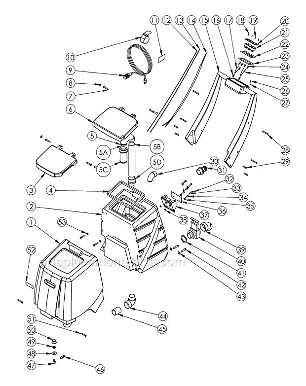 Page A Diagram and Parts List for GALAXYPRO 2700MX-HR EDIC Carpet Cleaner