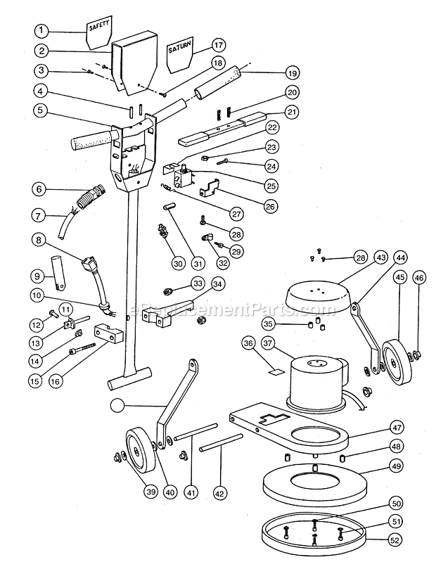 Page A Diagram and Parts List for SATURN 17LS3-SS EDIC Polisher Buffer