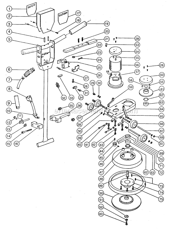 Page A Diagram and Parts List for SATURN 20HS1500-SS EDIC Polisher Buffer