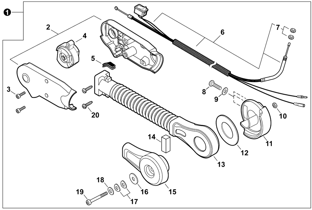 Throttle Control Diagram and Parts List for PB-9010H P55915001001 - P55915999999 Echo Leaf Blower / Vacuum