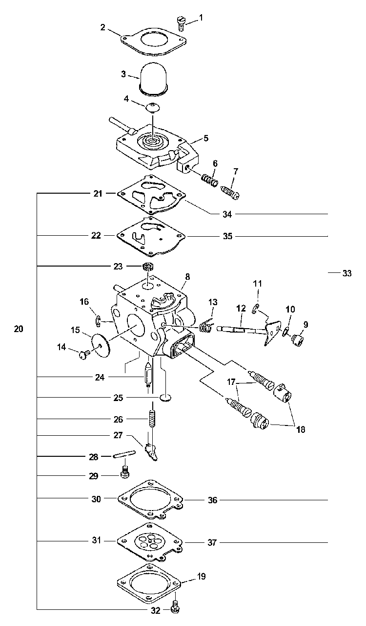 Carburetor Diagram and Parts List for PPT-2400  Echo Pole Saw