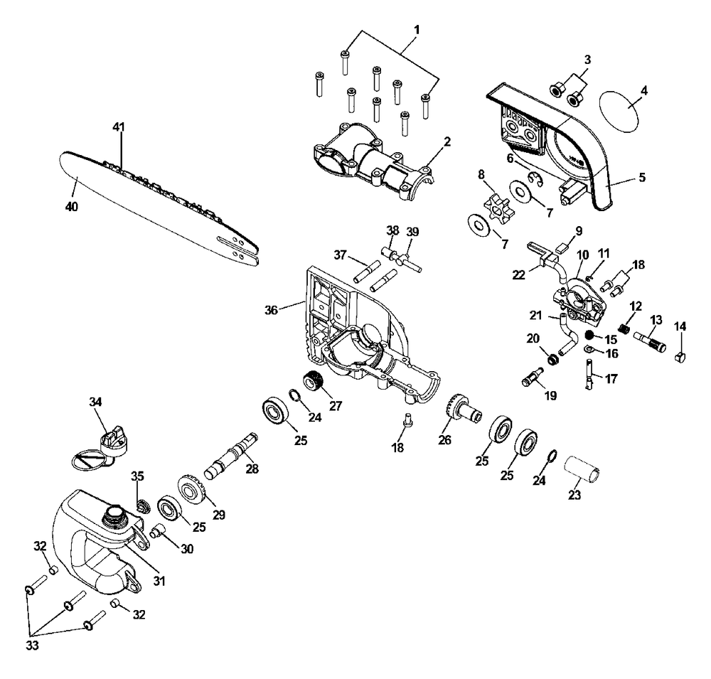 22mm Oiler Gear Case Assembly Diagram and Parts List for 90084 99922203318 Echo Chainsaw