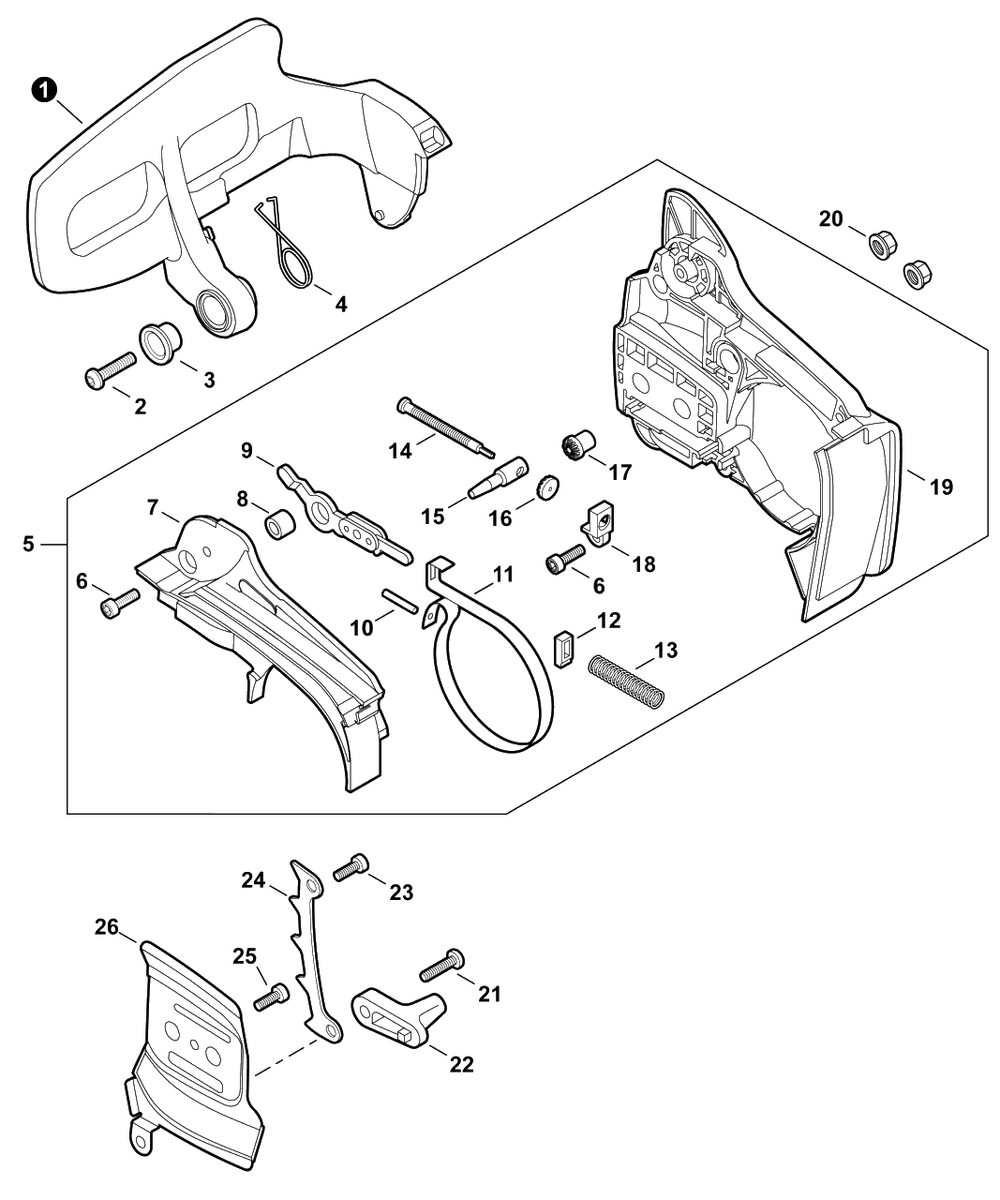 Chain Brake Diagram and Parts List for CS-355T C85015001001 - C85015999999 Echo Chainsaw