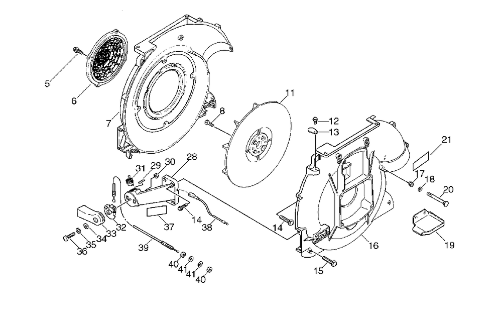 Fan Case Diagram and Parts List for PB-400E (Type 2E)(509501 - 999999) Echo Leaf Blower / Vacuum