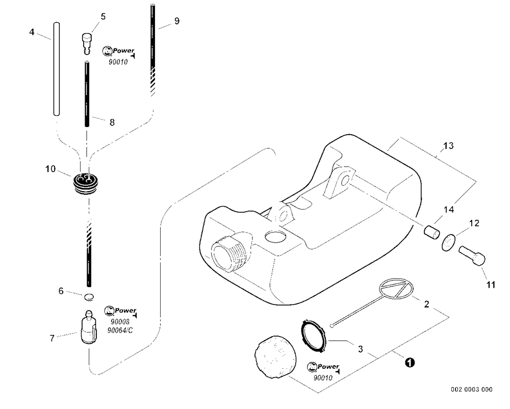 Fuel System S/N: W15103001001 - W15103008719 Diagram and Parts List for WP-1000 (Type 1E)(W15103001001 - W15103999999) Echo Water Pump