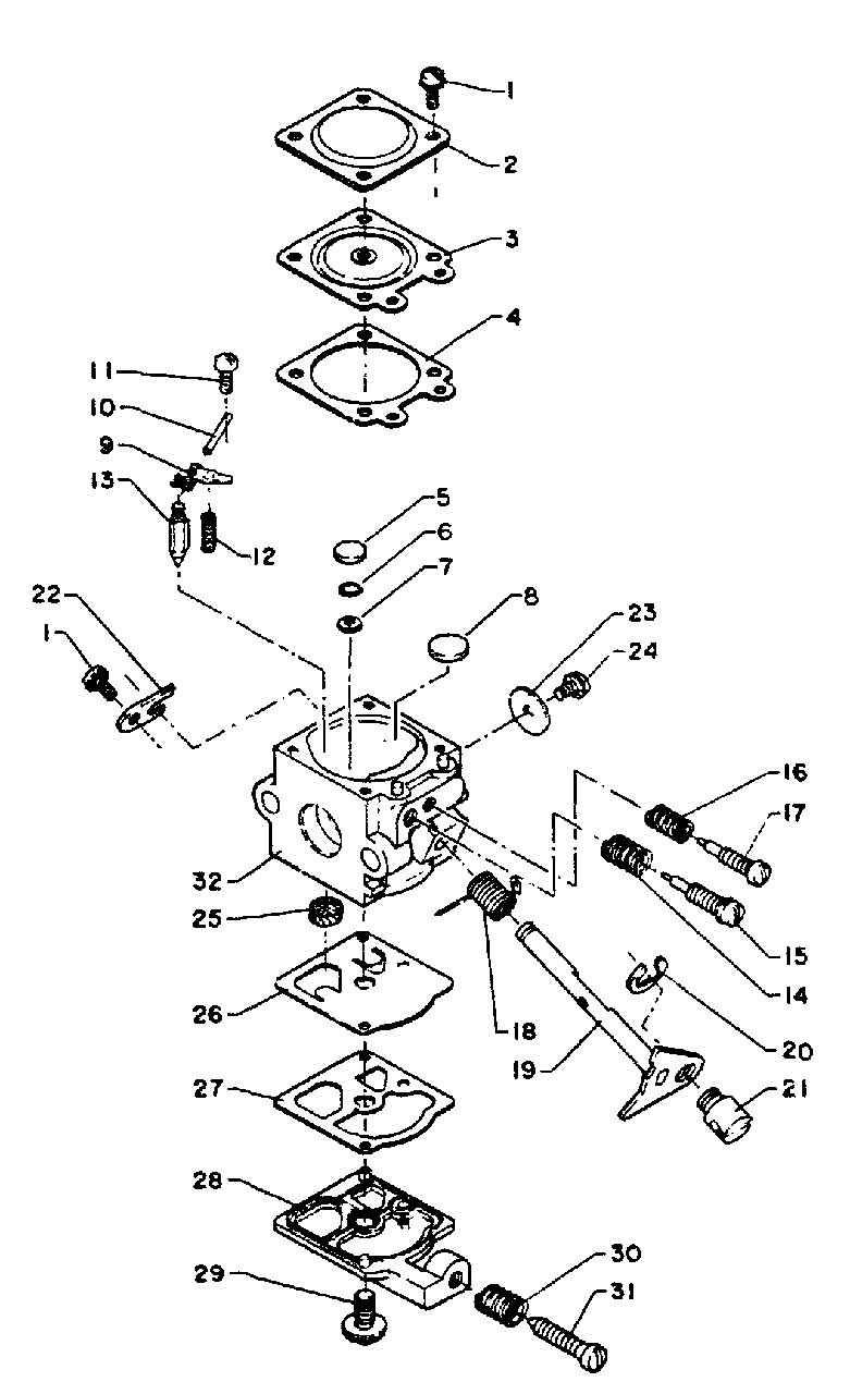 Carburetor Diagram and Parts List for SRM-400 BE Version Echo Trimmer