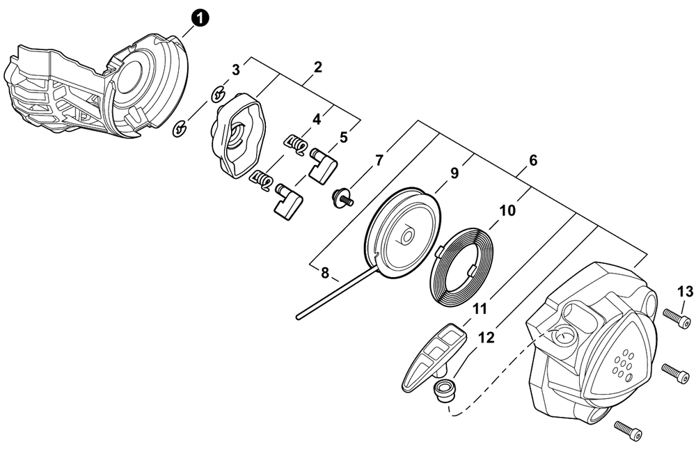 Starter Diagram and Parts List for PB-2520 P54826001001 - P54826999999 Echo Leaf Blower / Vacuum