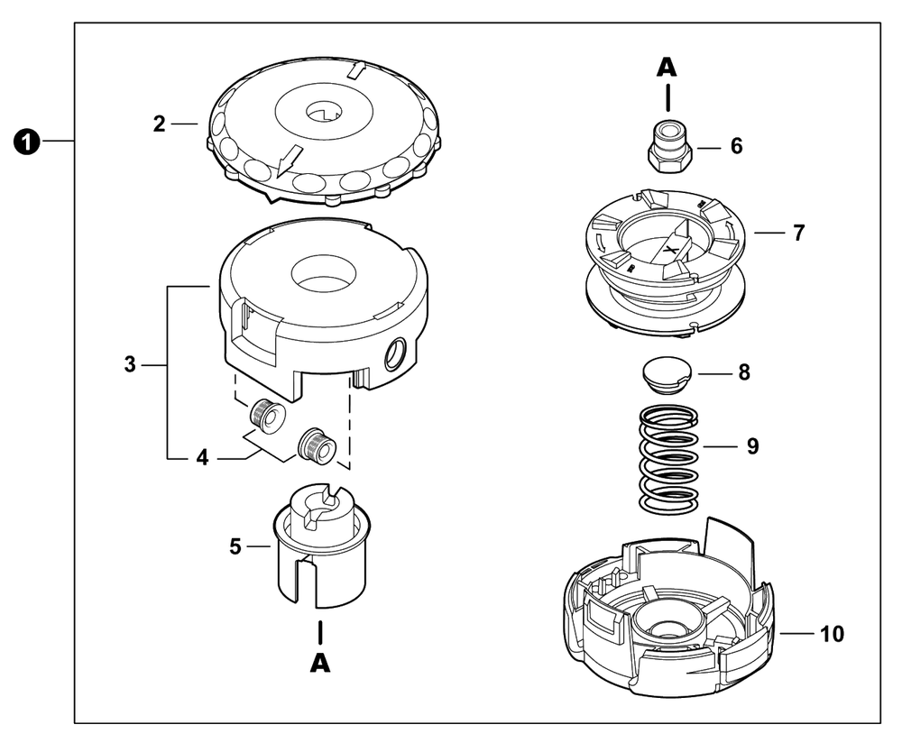 Trimmer Head Diagram and Parts List for DPAS-2100SB 404PAS000001 - 404PAS999999 Echo Trimmer