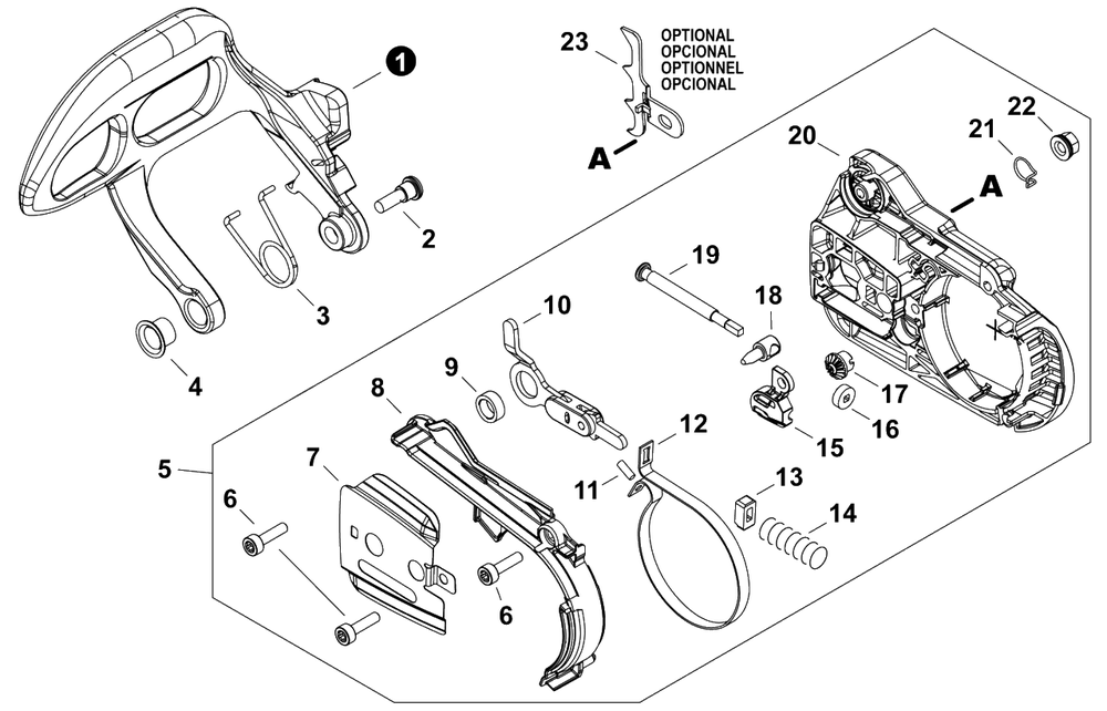 Chain Brake Diagram and Parts List for CS-2511T C80115001001 - C80115999999 Echo Chainsaw