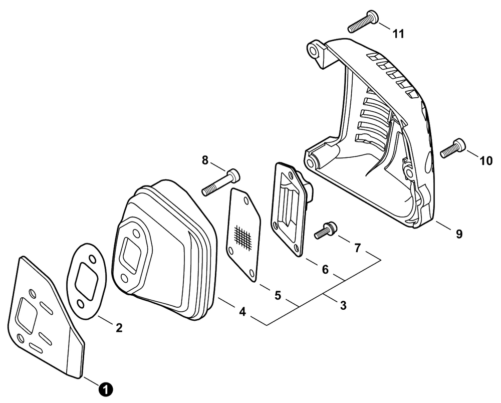 Exhaust Diagram and Parts List for CS-355T C85015001001 - C85015999999 Echo Chainsaw