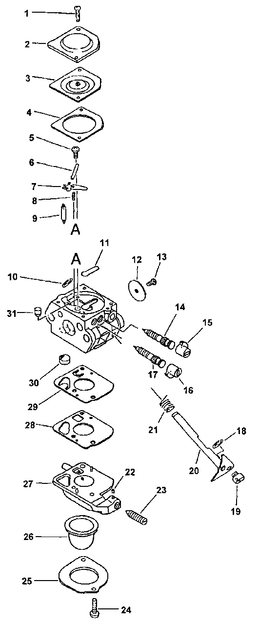 Carburetor Diagram and Parts List for PPF-2110 001001 - 506099 Echo Pole Saw