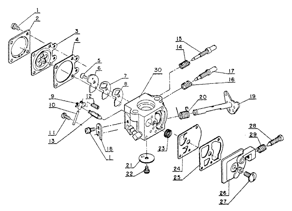 Carburetor Diagram and Parts List for CS-315 000001 - 058000 Echo Chainsaw